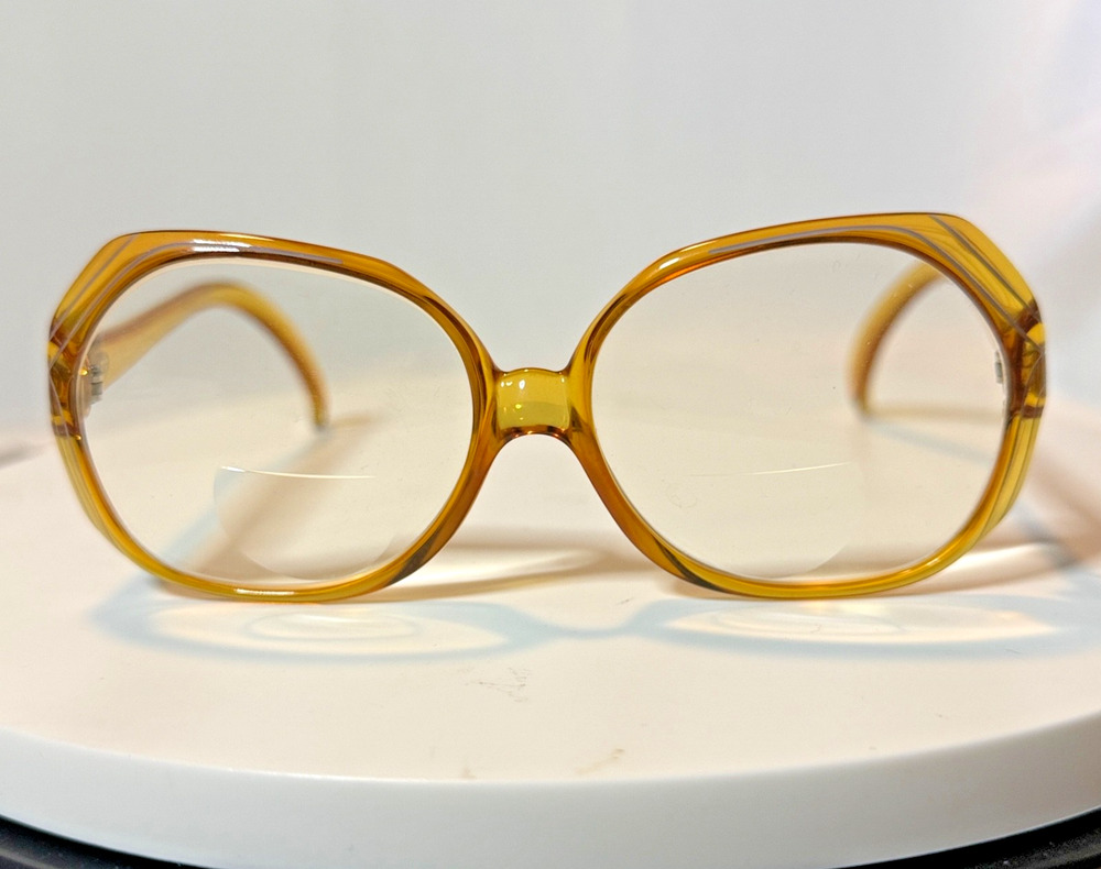 Vtg Christian Dior 2035 Optyl Eyeglass Frames Only Amber Yellow Germany 54-14
